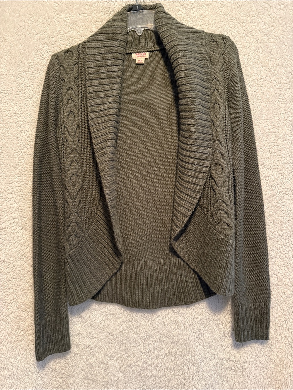 Olive Green Collar Cable Knit Sweater